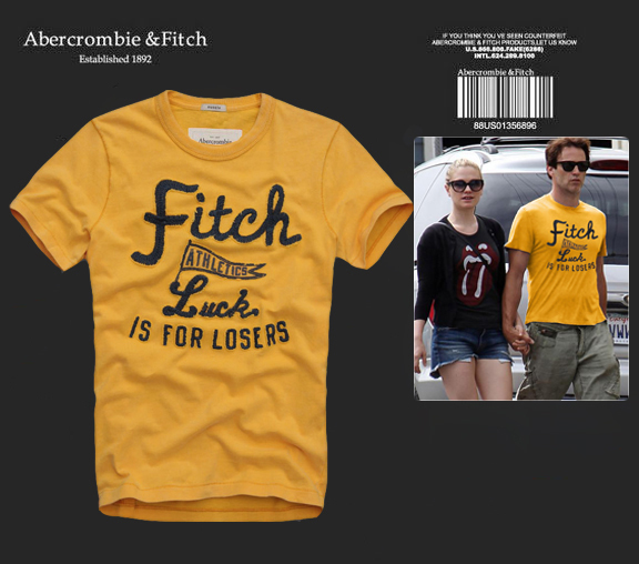 Abercrombie Fitch Hombres De Cuello Redondo Con Gente Fotos Corto Remera AF5629